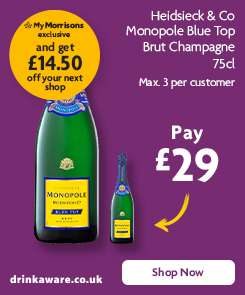 Heidsieck & Co Monopole Blue Top Brut Champagne £14.50 Instore (£14.50 voucher off your next shop if bought Online) @ Morrisons