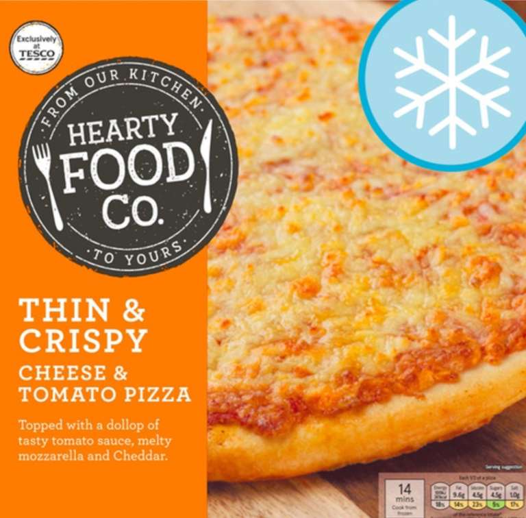 Hearty Food Thin Pepperoni / Cheese Pizza 314G Any 5 for 4 Clubcard Price £3 @ Tesco