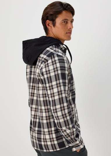 Black Check Hooded Overshirt - 99p click and collect