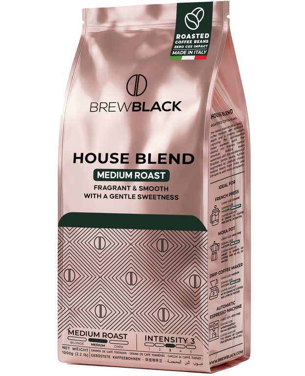 BrewBlack House Blend Coffee Beans, Smooth Medium Roast - Sold by BrewBlack FBA