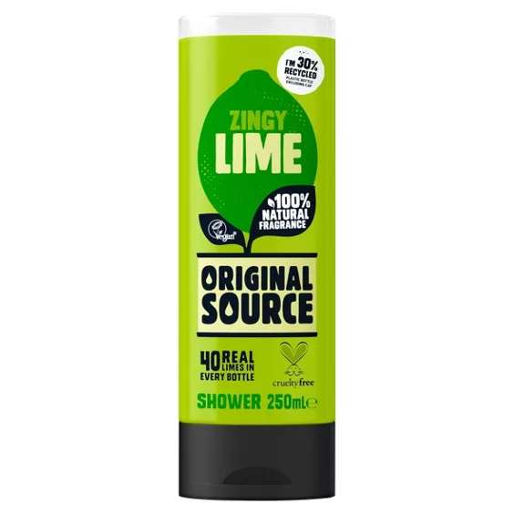 Original Source Mint / Lime / Lemon / Rhubarb & Raspberry / Vanilla & Raspberry / Coconut Shower Gel 250ml 95p Clubcard Price @ Tesco