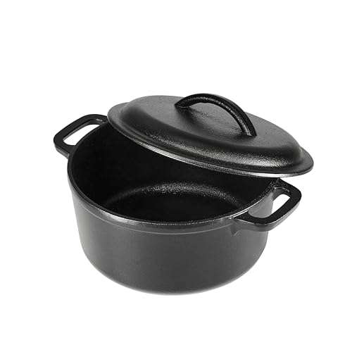Amazon Basics Round PreSeasoned Cast Iron Mini Dutch Oven Pot with Lid