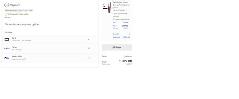 Dyson Corrale straightener in Black Nickel/Fuchsia Refurbished - (£109 with NHS BLC)