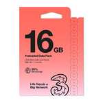 Three Mobile 16GB Pre Loaded Data Pay As You Go Sim - Valid for 30 days, Go Roam. - £8.19 (Or Get 30GB for £11.50 / 50GB - £13.20) @ Amazon