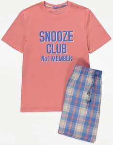 Matching Men's Coral Snooze Club Short Pyjamas all sizes - free C&C