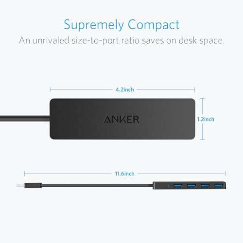 Anker 4-Port USB 3.0 Ultra Slim Data Hub for Macbook, Mac Pro/mini, iMac, Surface Pro, XPS, Notebook & More - Sold by AnkerDirect UK / FBA