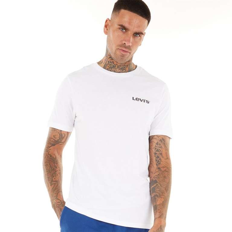 Levi's Mens Graphic T-Shirt Plaid Fill White