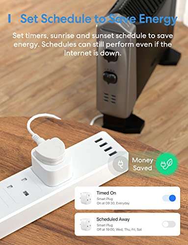 Meross 13A Smart WiFi Mini Plugs Works with Alexa, Google Home, Wireless Remote Control Timer Plug No Hub Required (2 Pack) £15.03 @ Amazon
