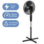Schallen 16" Electric Oscillating Floor Standing Tall Pedestal Air Cooling Fan - Black / Grey / White - w/voucher