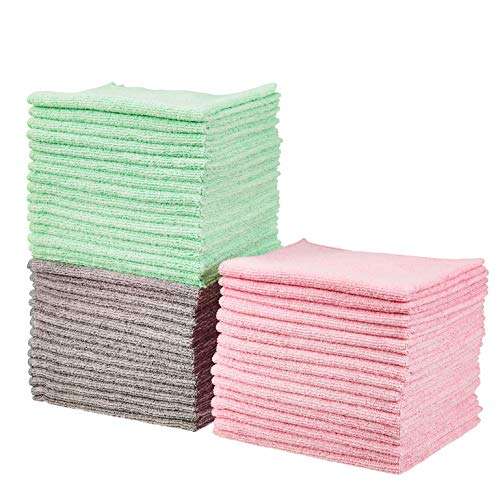 Amazon Brand Green, Grey and Pink Microfibre Cleaning Cloth, 48-Pack - £10.79 @ Amazon