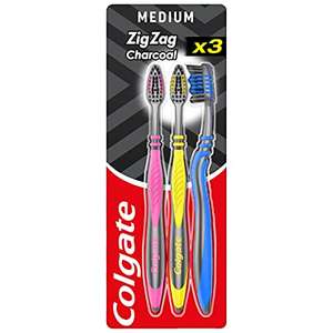 Colgate ZigZag Black Medium Toothbrush, Pack of 3 (Assorted Color) - £1.50 / £1.35 or less with subscribe & save @ Amazon