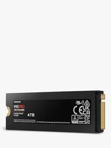 4TB - Samsung 990 PRO PCIe 4.0 NVMe SSD w/ Heatsink - 7450MB/S, 3D TLC, 4GB Dram Cache, PS5 Compatible (£155.79 after £75 Samsung Cashback)