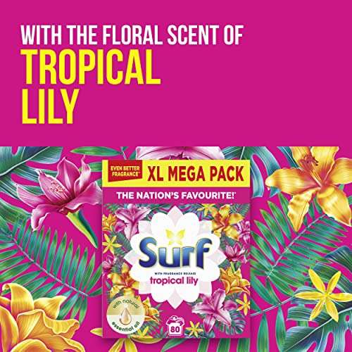 4 x Surf Tropical Lily Laundry Powder - 80 washes - 4kg - 4 For 3 - (effective price £6.73 each)