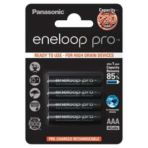 Panasonic Eneloop Pro AAA Rechargeable batteries £10 for 4 pack or regular AAA £7.50 (£40 minimum order for free delivery) @ Ocado