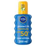 3 x NIVEA SUN Protect & Moisture Sun Spray 200ml (Eg 2 x SPF 50+ & 1 x SPF 20) - £11.22 / £10.23 S&S + voucher