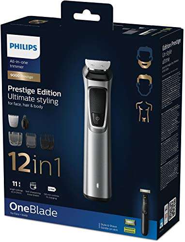 Philips Multigroom Series 9000, 12-in-1, Face, Hair and Body, Self-sharpening metal blades, Up to 120 min run time, 12 tools £79.99 @ Amazon