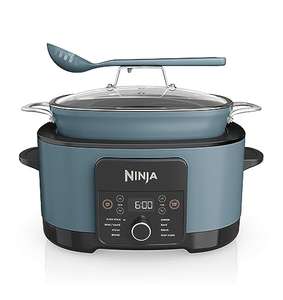 Ninja Foodi PossibleCooker, 8-in-1 SlowCooker with Removable Non-Stick Pot, Steaming Rack, IntegratedSpoon & Glass Lid - Grey MC1001UK