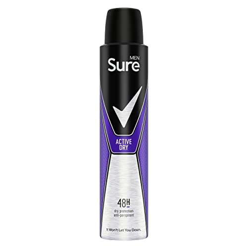 Sure Active Dry Anti-perspirant Aerosol 48h Protection Deodorant 250 ml -£1.99 (£1.89/£1.69 S&S + 5% Off Voucher for 1st S&S) @ Amazon