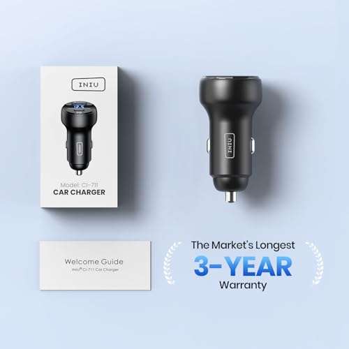 INIU Car Charger, 66W 6A Car Charger Adapter, 2-Port (USB C+USB A) PD3.0 QC4.0+ W/50% Voucher/ 20% Code sold by Topstar GETIHU / FBA