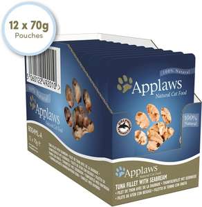 Applaws 100% Natural Wet Cat Food Pouch, Tuna Fillet with Seabream in Broth 70 g, 12 x 70 g Pouches