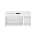 VASAGLE 3 Compartments Shoe Bench White/Brown w.code