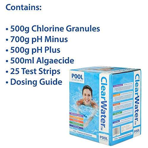 Clearwater CH0017 Pool Chemical Starter Kit for Above Ground Pool and Paddling Pool Water Treatment £17.56 with prime @ Diy-Direct/ Amazon