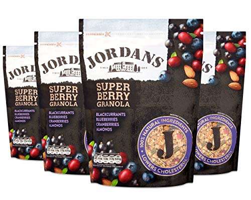 Jordans Granola Super Berry | Breakfast Cereal | High Fibre | 4 PACKS of 550g £13 / £12.35 with Subscribe & Save @ Amazon