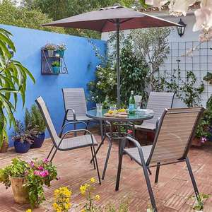 Andorra 4 Seater Garden Dining Set with Parasol £91 + Free Click & Collect @ Homebase