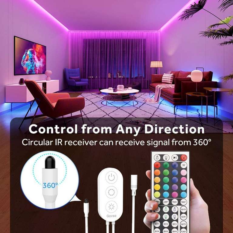 Govee RGB Colour Changing LED Strip Lights 20m x 2 with Remote & Control Box - 2 Rolls of 10m - £17.99 Sold by Govee & Fulfilled by Amazon