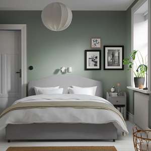 HAUGA Bedroom furniture, set of 2, Vissle grey, Standard King