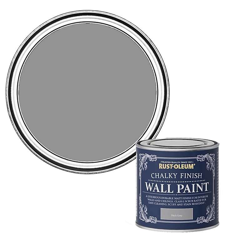 Rust-Oleum Chalky Finish Wall Pitch grey Flat matt Emulsion paint, 125ml - £2.00 + Free Click & Collect @ B&Q