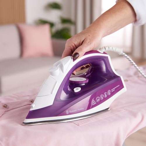 Russell Hobbs Supreme Steam Iron, Powerful vertical steam, Non-stick stainless steel, Easy fill 300ml Water Tank, 2400W, 23060 (blue £19.99)