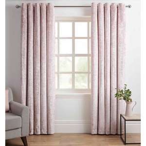 Wilko Blush Crushed Velvet Effect Lined Eyelet Curtains 228 W x 228cm D - £20 with free Click and Collect (limited stock) @Wilko