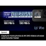 Samsung PRO Plus SD Card, 256 GB, UHS-I U3, Full HD & 4K UHD, Includes USB Card Reader