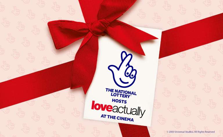 Free 'Love Actually' Cinema Tickets Drinks & Snacks for National Lottery Players (Min £2 Purchase Required) @ The National Lottery
