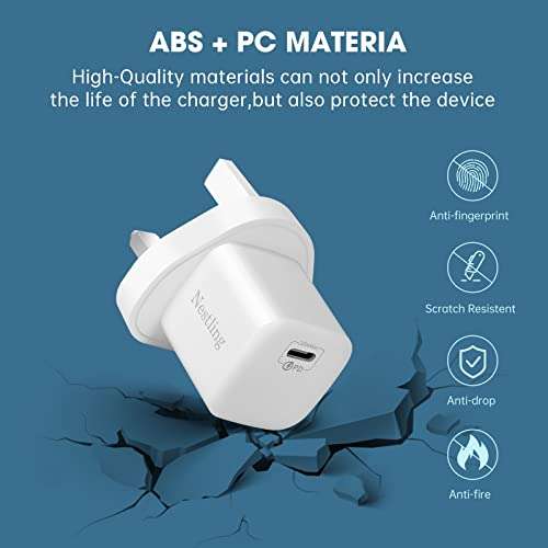 Nestling 20W USB C Fast Charger Plug - £4.49 With Voucher @ Osmanthus fragrans co / Amazon
