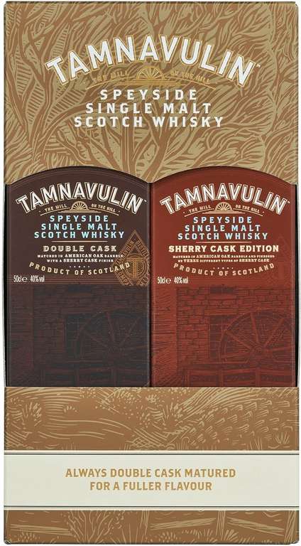 Tamnavulin Single Malt Scotch Double Cask and Sherry Cask Gift Pack 2 x 50cl(1 litre)
