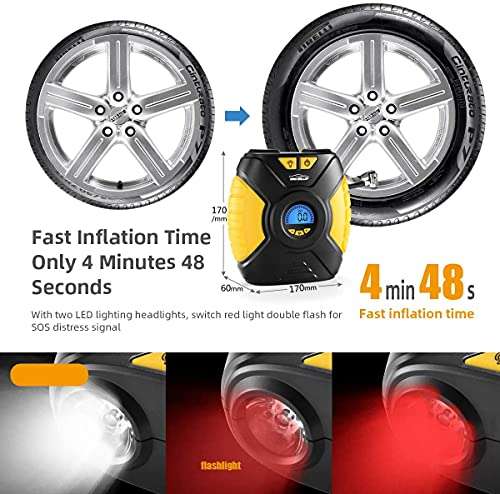 WindGallop Digital Car Tyre Inflator Compressor with Led Light - £23.98 -Sold by WindGallopukDirect / fulfilled By Amazon