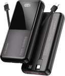 Erlansun 20000mAH Power Bank Battery with built in USB-C & Lightning cables w/code for 1st order @WINDCHASERYOUTHLIMITED via Amazon Haul