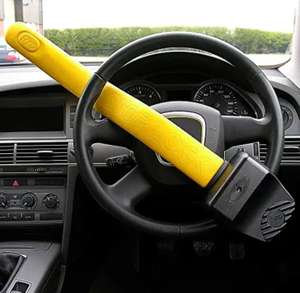 Stoplock Pro Elite Steering Wheel Lock HG 150-00 Heavy Duty Anti-Theft Bar - Universal Fit - Includes 2 Keys and Carry Bag, Black/Yellow