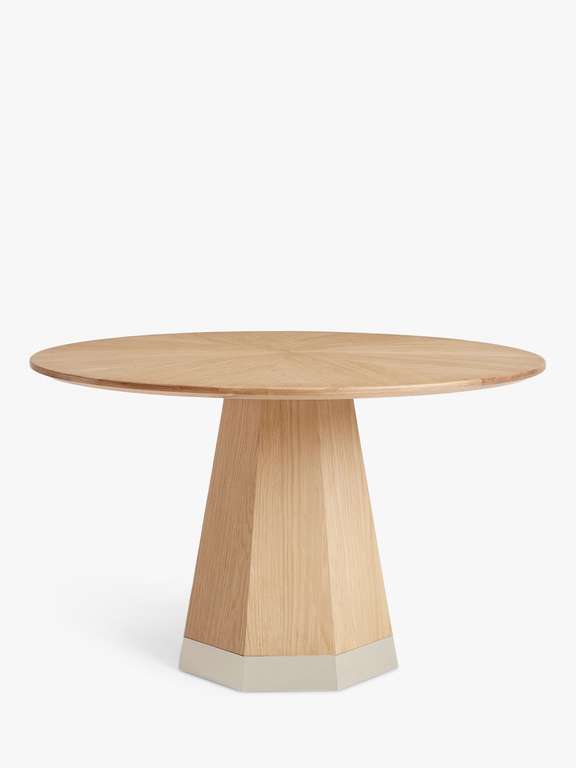 John Lewis Pedestal 4 Seater Dining Table, Oak/Brass H73 x Dia.120cm - £300 Delivered @ John Lewis & Partners