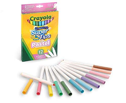 CRAYOLA Pastel SuperTips Washable Markers - Assorted Colours (Pack of 12)