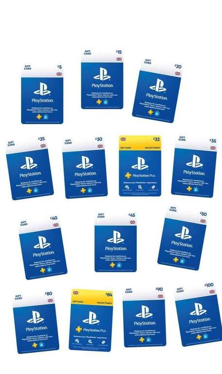 15% off PlayStation Gift Cards - from £4.25 for £5 to £85 for £100