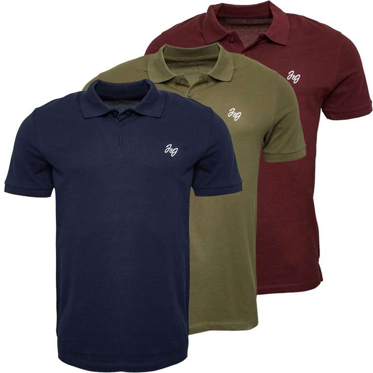 JACK AND JONES Mens Leo Three Pack Polos (in Royale/Navy Blazer/Dusty Olive) - £19.99 (£4.99 Delivery) - @ MandM Direct