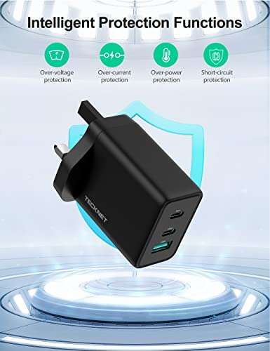 TECKNET 65W USB C Charger Plug 3-Port GaN Type C PPS PD3.0 Fast Charger Adapter + 1.5M 60W USB C Cable £28.89 delivered @ Amazon / Upoint