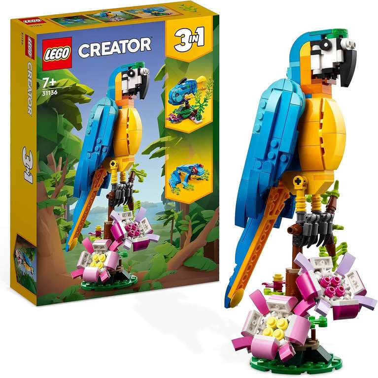 LEGO Creator 3 in 1 Exotic Parrot Animals Building Toy 31136 - Free Click & Collect