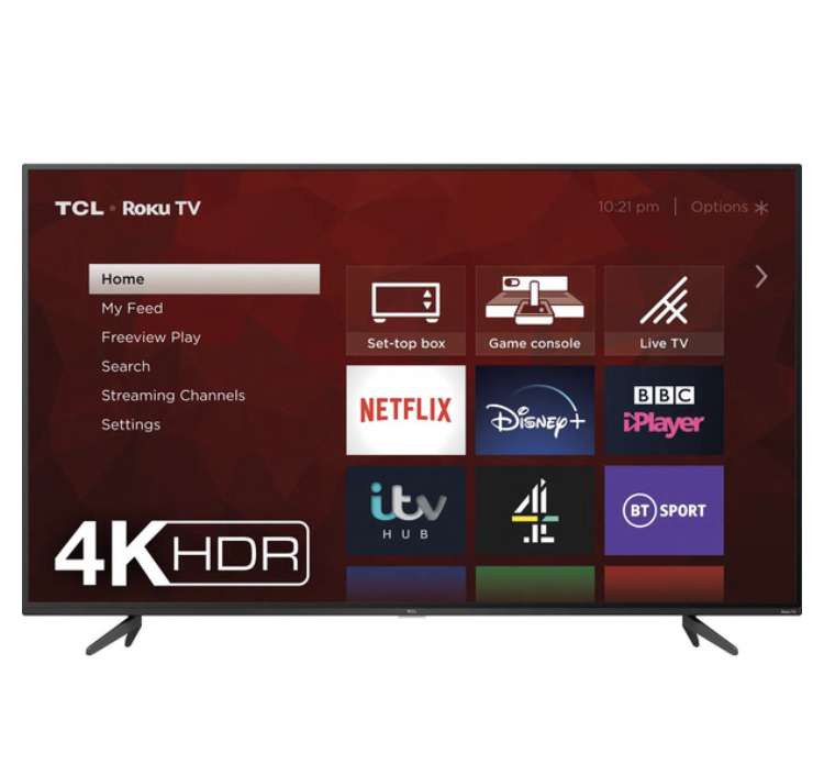 TCL 55RP620K Roku 55" Smart 4K Ultra HD HDR LED TV + Up to 3 Months Apple TV+ Free - £279 Free Delivery for Certain Areas @ Currys