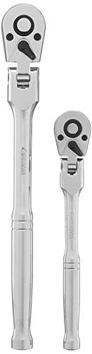 Amazon Brand – 1/4-Inch (60 mm) and 3/8-Inch (95 mm) Drive 72-Tooth Flex Head Ratchet Set, 2 Pieces - £14.89 @ Amazon