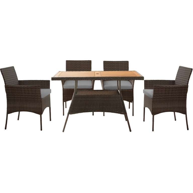 5 Piece Rattan Garden Dining Set Table and Chairs - (Brown) - £299.99 + Free Delivery - Sold and shipped by Teamson UK Ltd, Range+ Partner