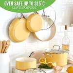 GreenLife Artizan Healthy Ceramic Non-Stick 12-Piece Pots and Pan Set, Stainless Steel Handle, PFAS-Free, Induction, Oven Safe - Yellow